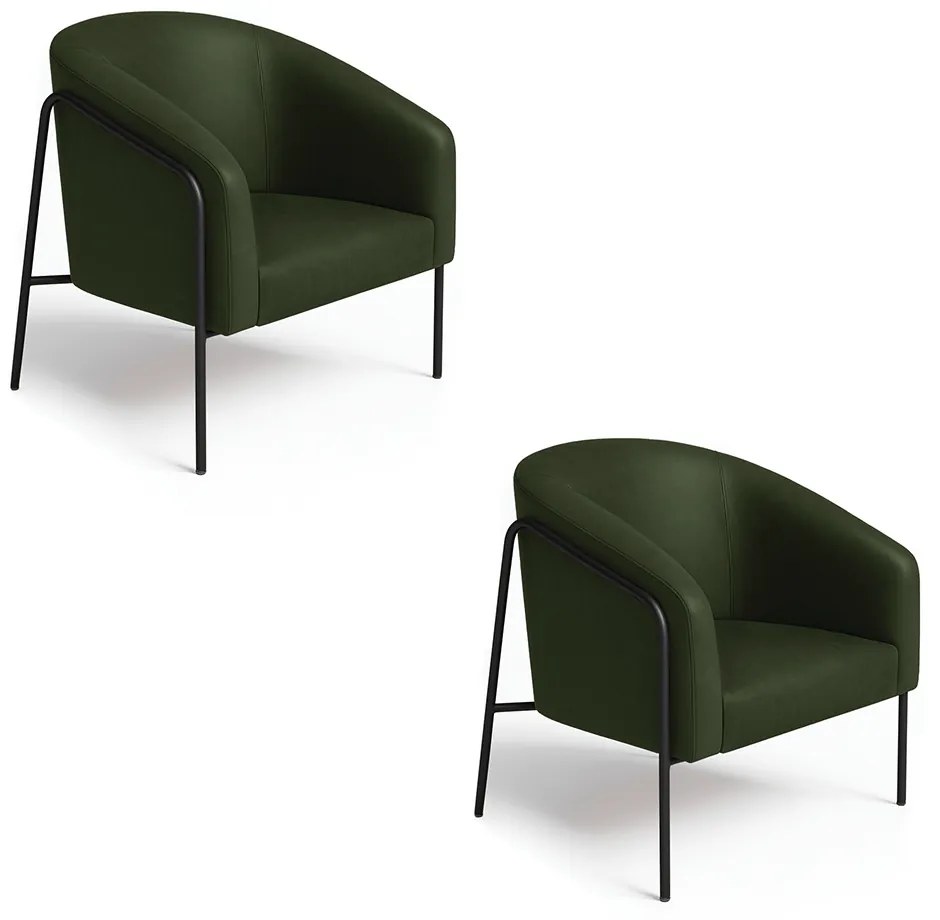 Poltrona Sala Industrial Alta Preto Kit 2 Stella Sintético PU D03 - D'Rossi - Verde