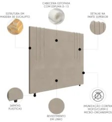 Cabeceira Cama Box Queen 160cm Estofada Rama Saturno Bege Z04 - Mpozen