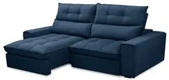 Sofá Retrátil Reclinável 3 Lugares 210cm Damy F05 Veludo Azul - Mpozen