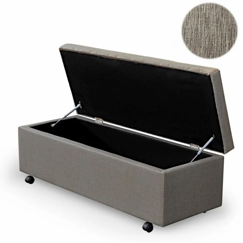 Calçadeira Baú Casal 140 cm Toskana Linho Cinza - Sheep Estofados - Cinza claro