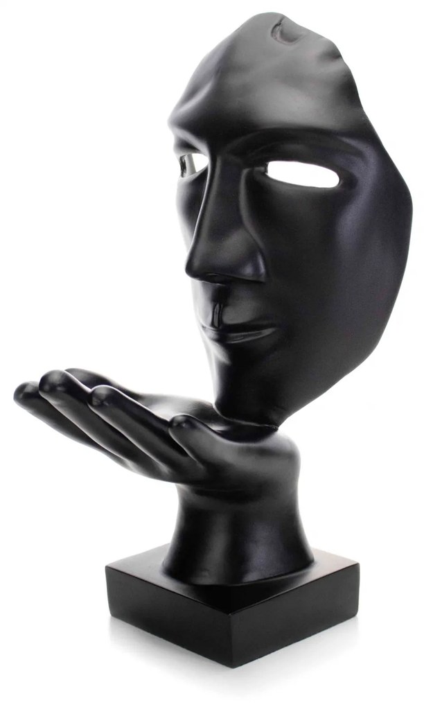 Máscara Sopro Decorativa Preto Fosco Em Cerâmica 35x16x20 Cm - D'Rossi