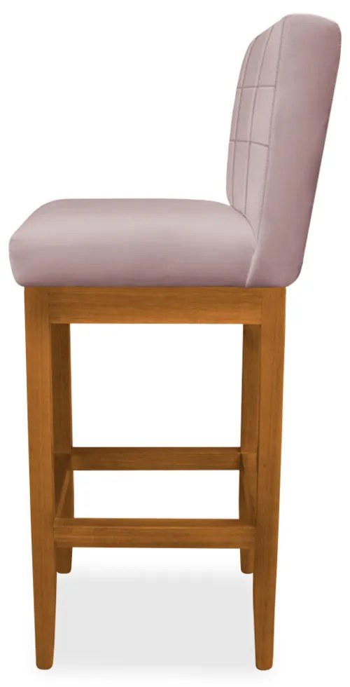 Banqueta Alta Sueli Base Madeira Maciça Estofada Suede Crepe