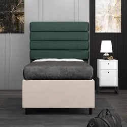 Cabeceira com Base para Cama Box Solteiro 88x188cm Hit ID5 Linho Verde
