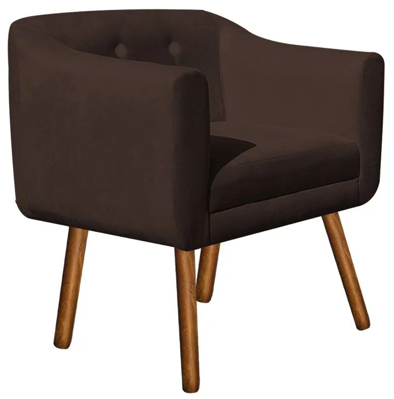 Kit 01 Namoradeira e 02 Poltronas Julia Suede Pés Palito Castanho D01 - D'Rossi - Marrom