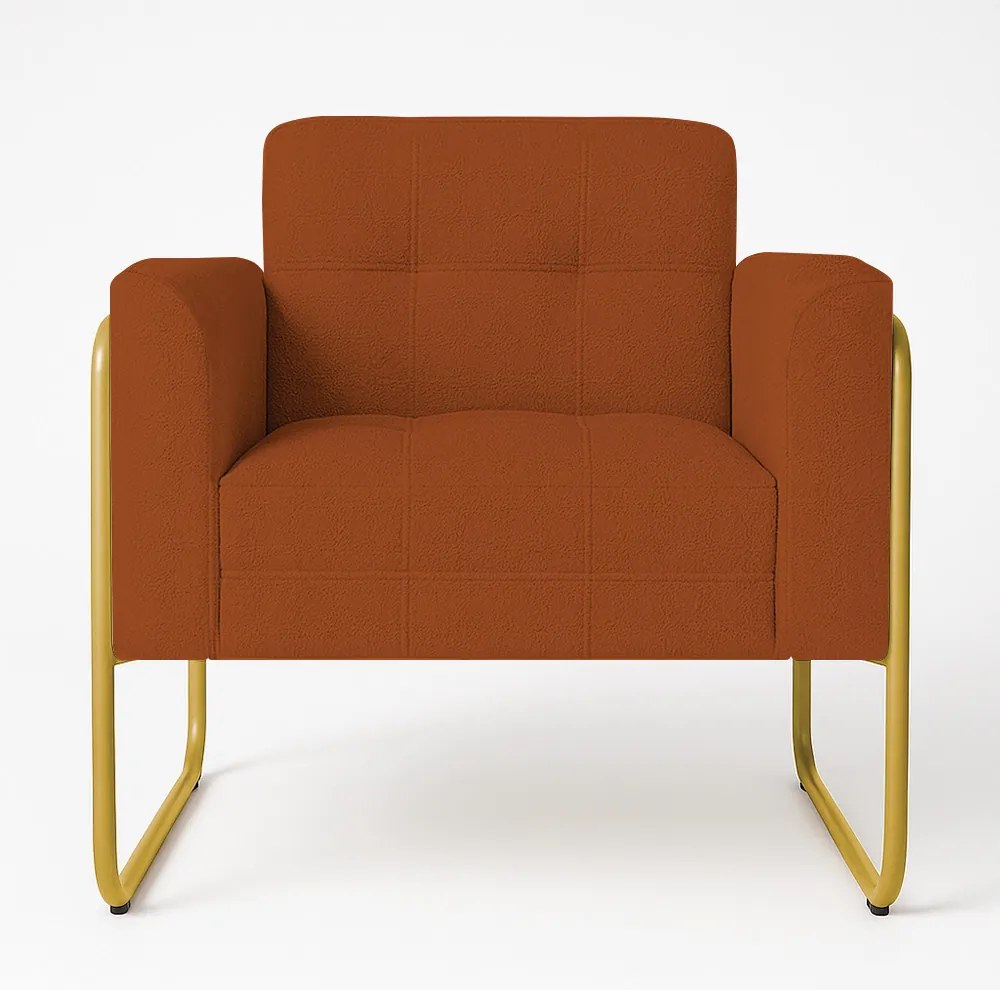 Poltrona Sala Industrial Alta Tubo Dourado Elisa Bouclê D03 - D'Rossi - Terra