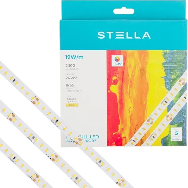 Fita De Led 19w Por Metro 24v 3000k 5m Ip65 Full Pro