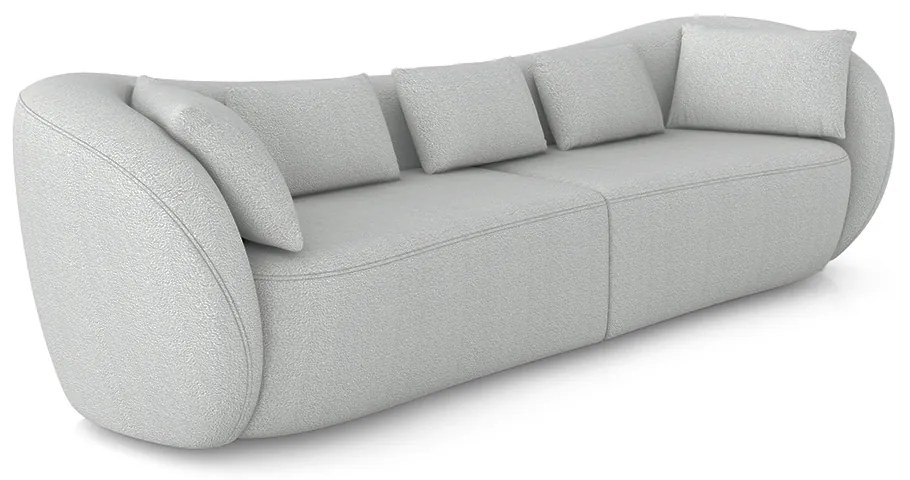 Sofá Bipartido Sala de Estar Diamond 272cm com Almofadas Soltas Bouclê Cinza G52 - Gran Belo