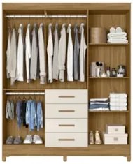 Guarda Roupa Casal 165cm 6 Portas Khani Freijó/Off Z17       - Mpozena