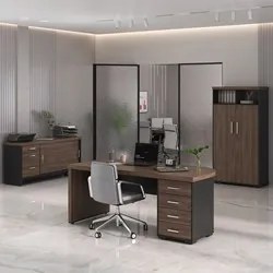 Conjunto Escritório 3 Peças Mesa Lado Direito Corp A06 Charuto/Preto -