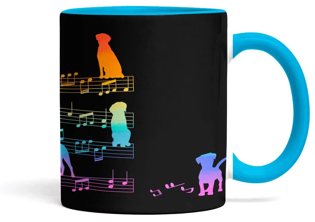 Caneca Cachorro Musical Arco Iris Dog Lover Azul