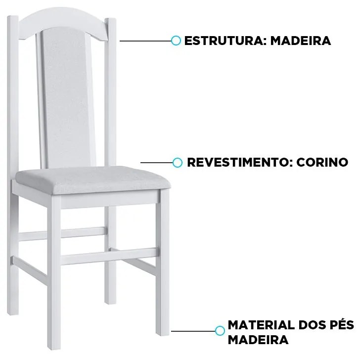 Conjunto com 2 Cadeiras Madeira E Tecido Corino 500 - Branco