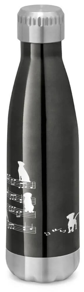 Garrafa Térmica Inox Brilhante 510 ml Cachorro Musical Branco - Chumbo