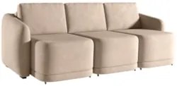 Sofá Cama Casal para Sala 306cm Polska Z08 Veludo Bege - Mpozenato