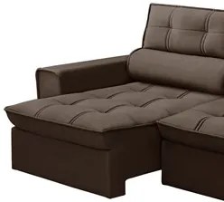 Sofá Retrátil Reclinável 3 Lugares 240cm Blanches F05 Veludo Marrom -