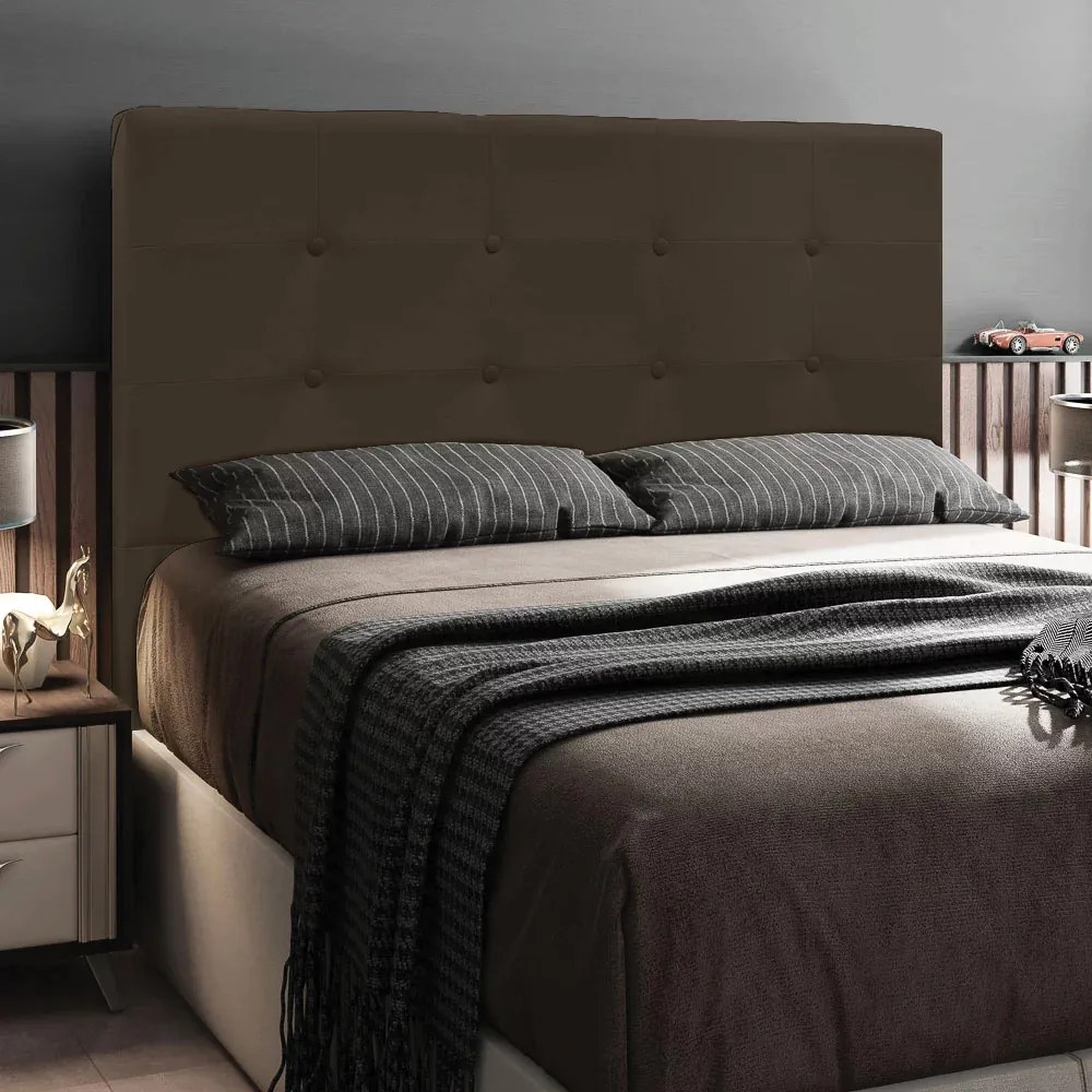 Cabeceira Luna Para Cama Box Casal 140 cm Suede M11 - D'Rossi - Marrom