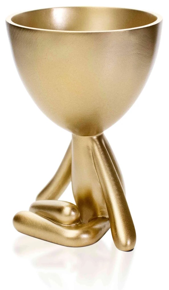 Vaso Decorativo Bob Robert Planta Em Poliresina Dourado 14,5x11x10 Cm - D'Rossi