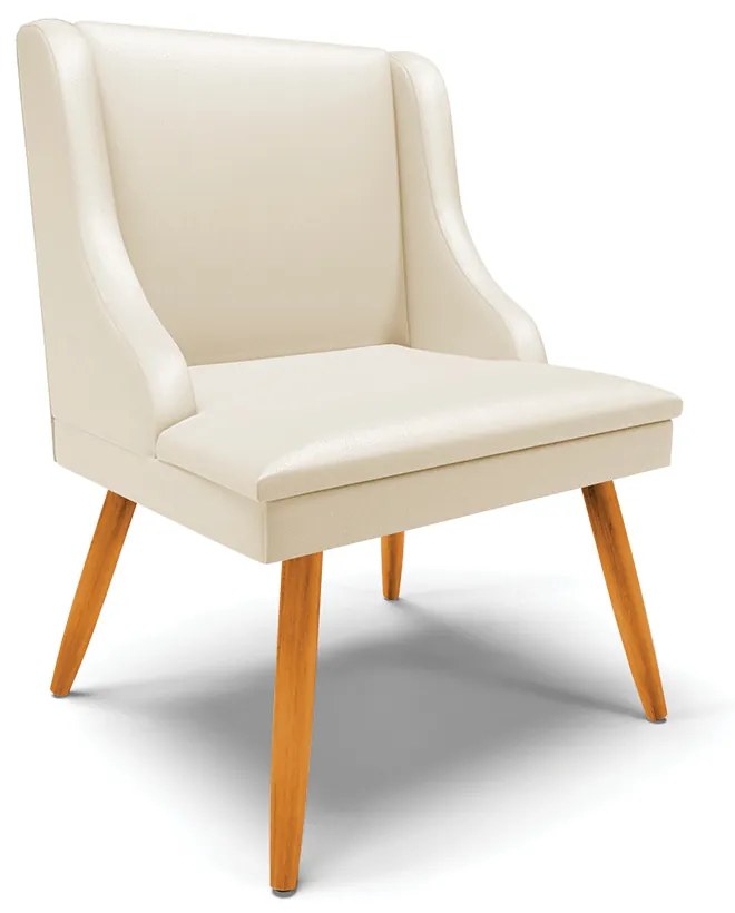 Kit 08 Cadeiras de Jantar Liz Corino Pes Palito Castanho D03 - D'Rossi - Bege