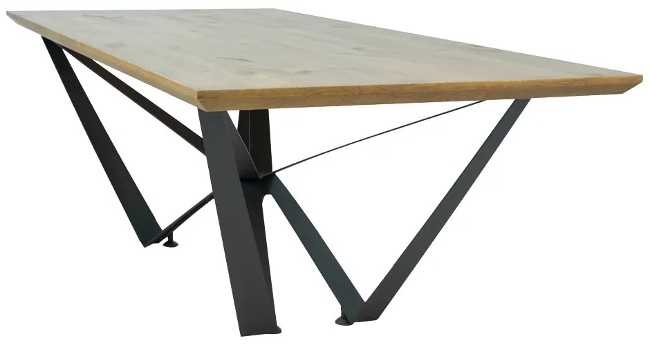 Mesa de Jantar Base de Ferro Shaman 220cm Castanho Oregon G04 - Gran Belo