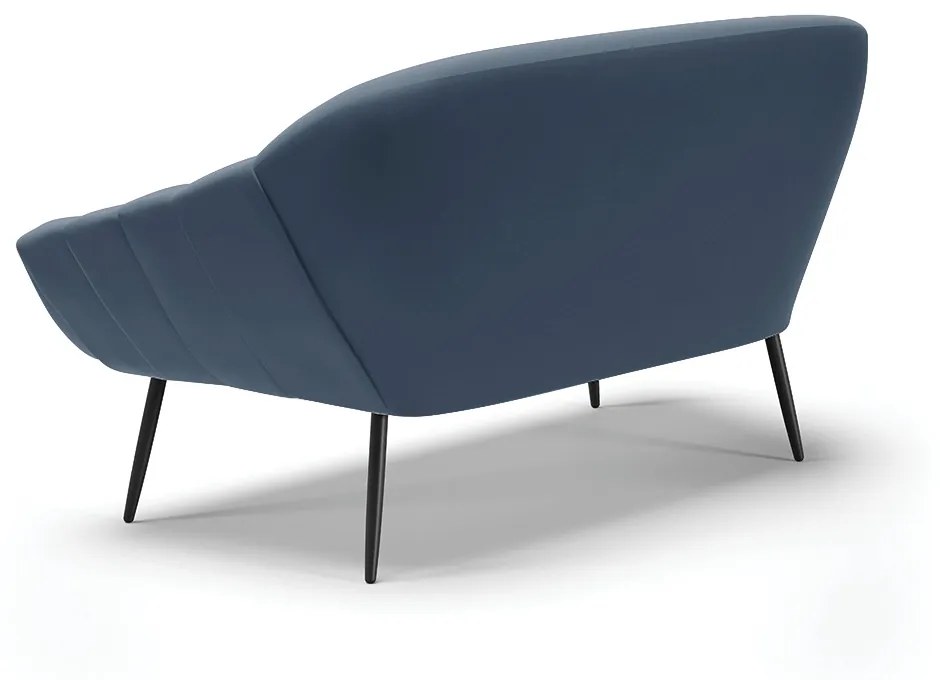 Namoradeira 02 Lugares Giovana Suede Azul Marinho Pés Palito de Ferro - D'Rossi