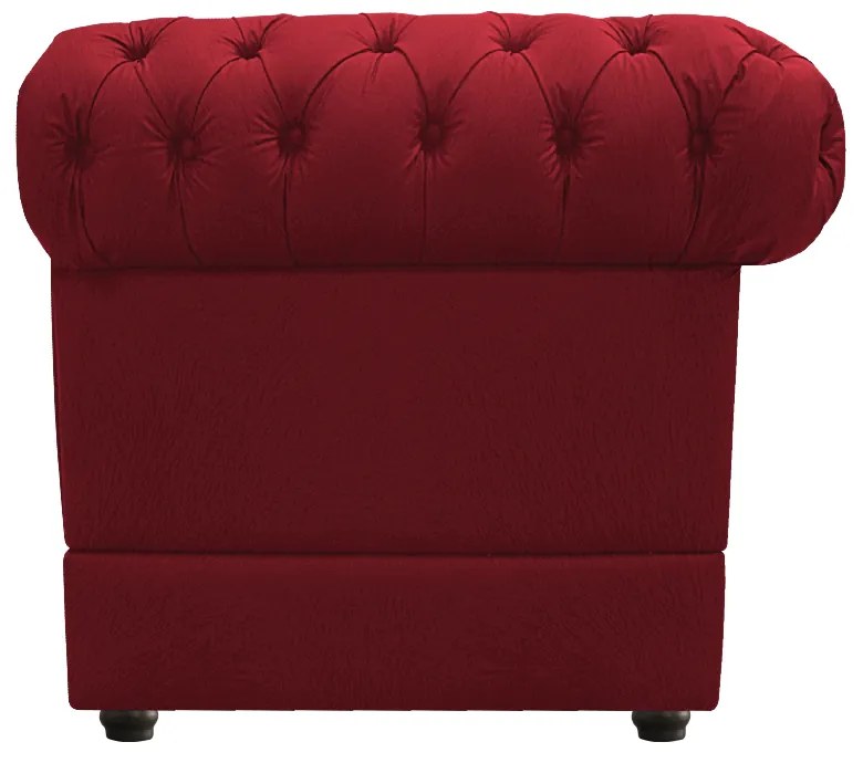 Kit Poltrona e Namoradeira Chesterfield Ana Suede Vermelho - ADJ Decor