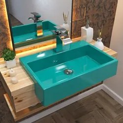 Cuba Pia Semi Encaixe para Banheiro Retangular 54cm XRT C08 Azul Turqu