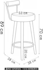 Banqueta Alta Estofada Pés Palito Kit 4 Tília Sintético Café S08 - Mpo