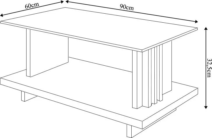 Mesa de Centro Decorativa Tampo em Vidro Gusmao MDP Cinamomo/OffWhite G97 - Gran Belo