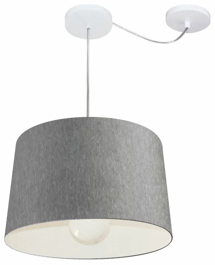 Lustre Pendente Cone Com Desvio Md-4275 Cúpula 30/45x40cm Rustico Cinza - Bivolt
