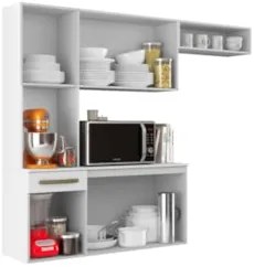 Armário de Cozinha Compacta 160cm Lora Branco A15 - Mpozenato
