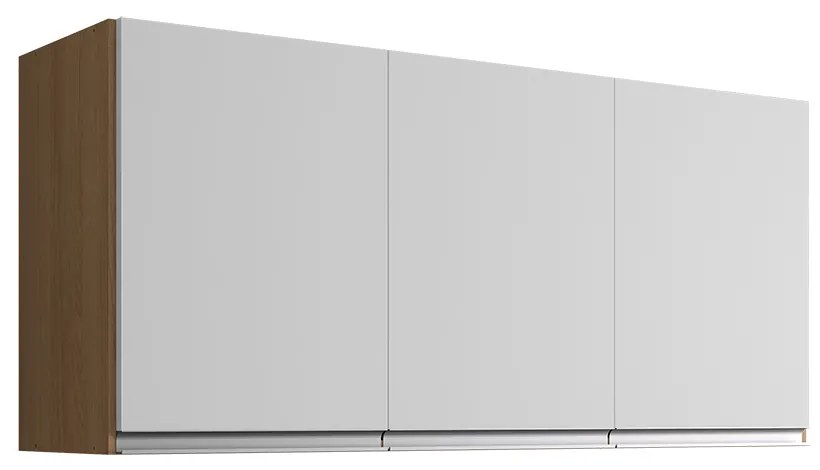 Armário Cozinha Aéreo 120cm 3 Portas Leticia A01 - D'Rossi - Amendoa e Branco