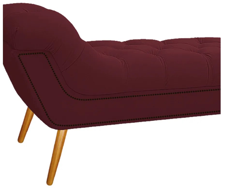 Calçadeira Estofada Veneza 195 cm King Size Suede Bordô - ADJ Decor