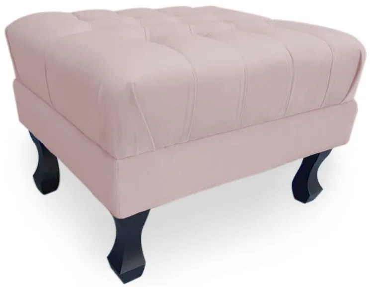 Puff Baú Decorativo Luis XV Capitonê 60x50cm Suede Rosa Bebê - Sheep Estofados - Rosa