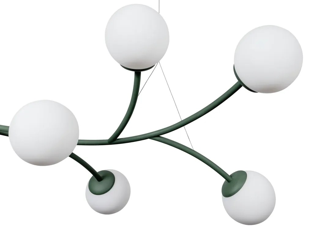 Pendente Zucca 65X142Cm 10Xg9 Cabo Aço Chumbador + Cabo Rayon / Globo... (BT - Branco Texturizado, FOSCO)