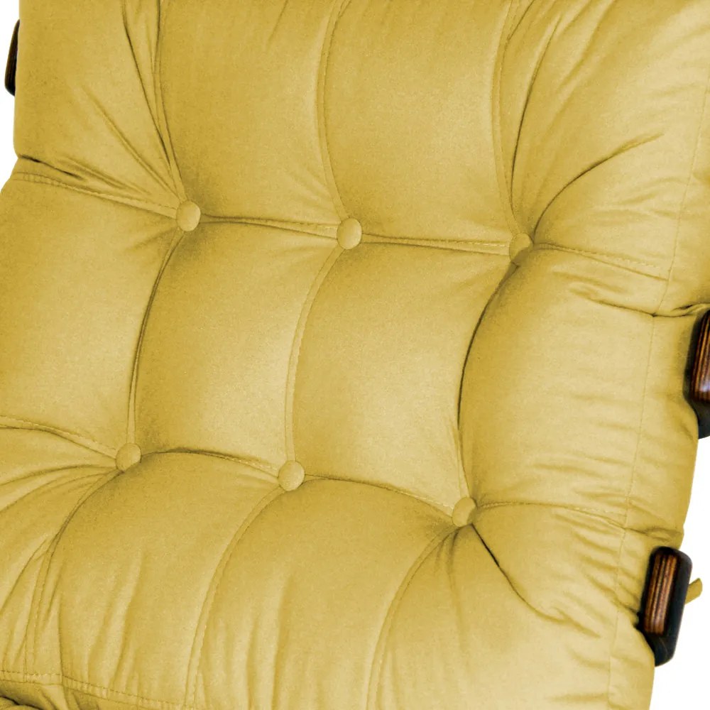 Kit 2 Poltronas Costela Com 2 Puff Costela Suede Amarela