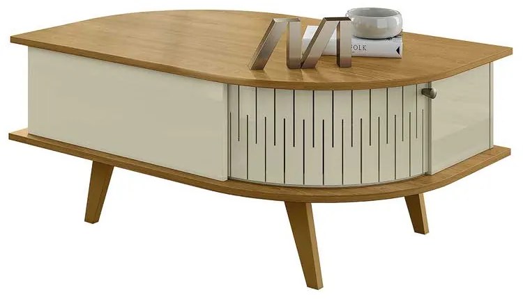 Mesa de Centro Decorativa Marion MDP 2 Portas Deslizantes Cumaru/Opala G97 - Gran Belo