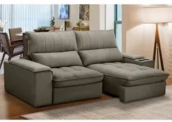 Sofá Retrátil 3 Lugares com Porta Copo 230cm Andes F05 Veludo Marrom -