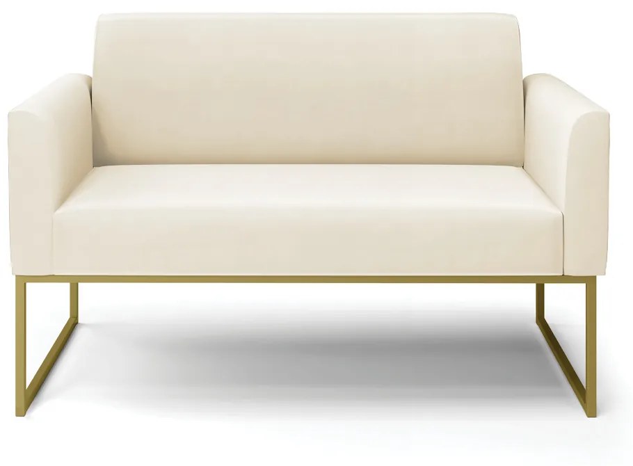 Sofá Namoradeira Base Industrial Dourado Marisa Veludo D03 - D'Rossi - Bege