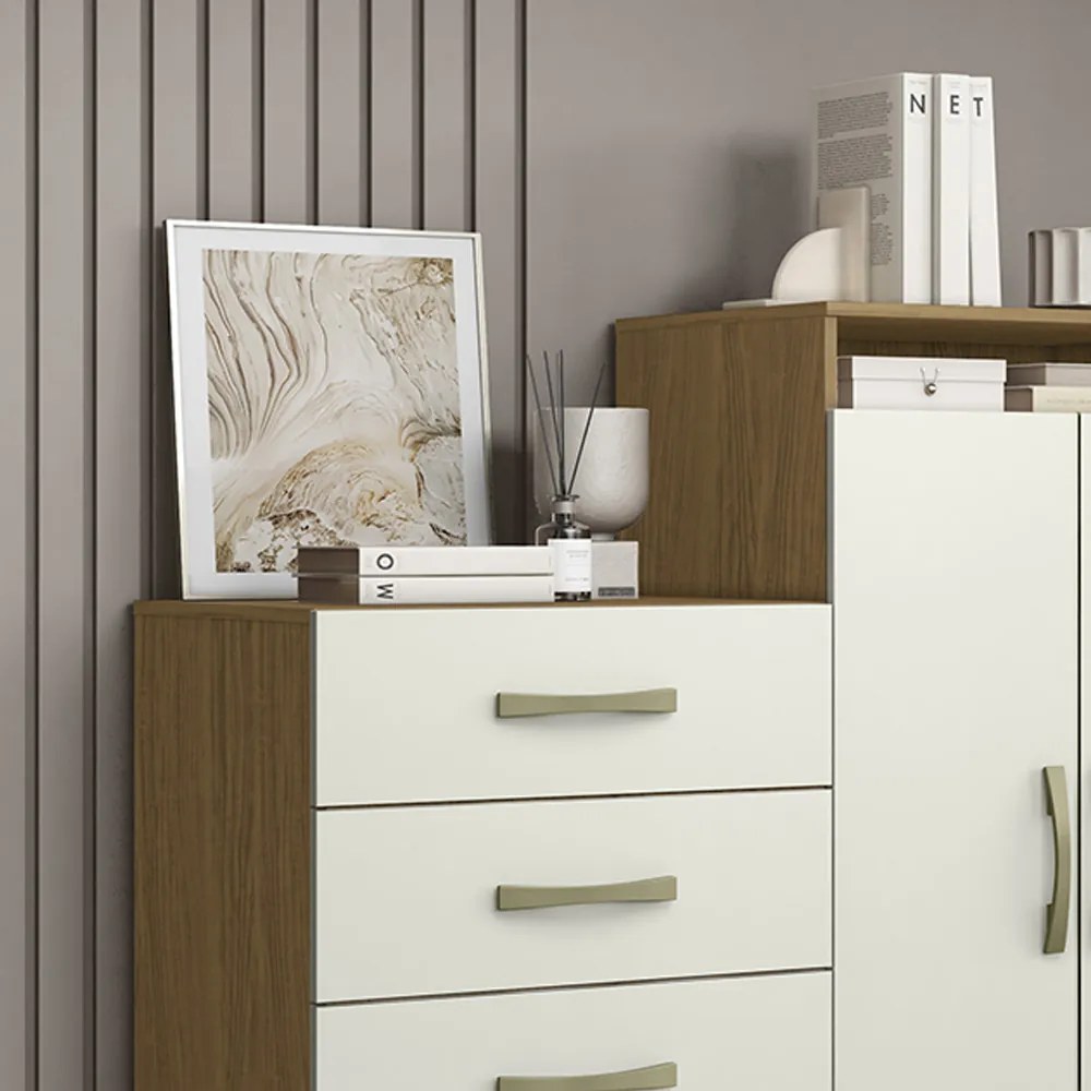 Cômoda Quarto 2 Portas Sapateira 120cm Elára A09 - D'Rossi - Atacama e White