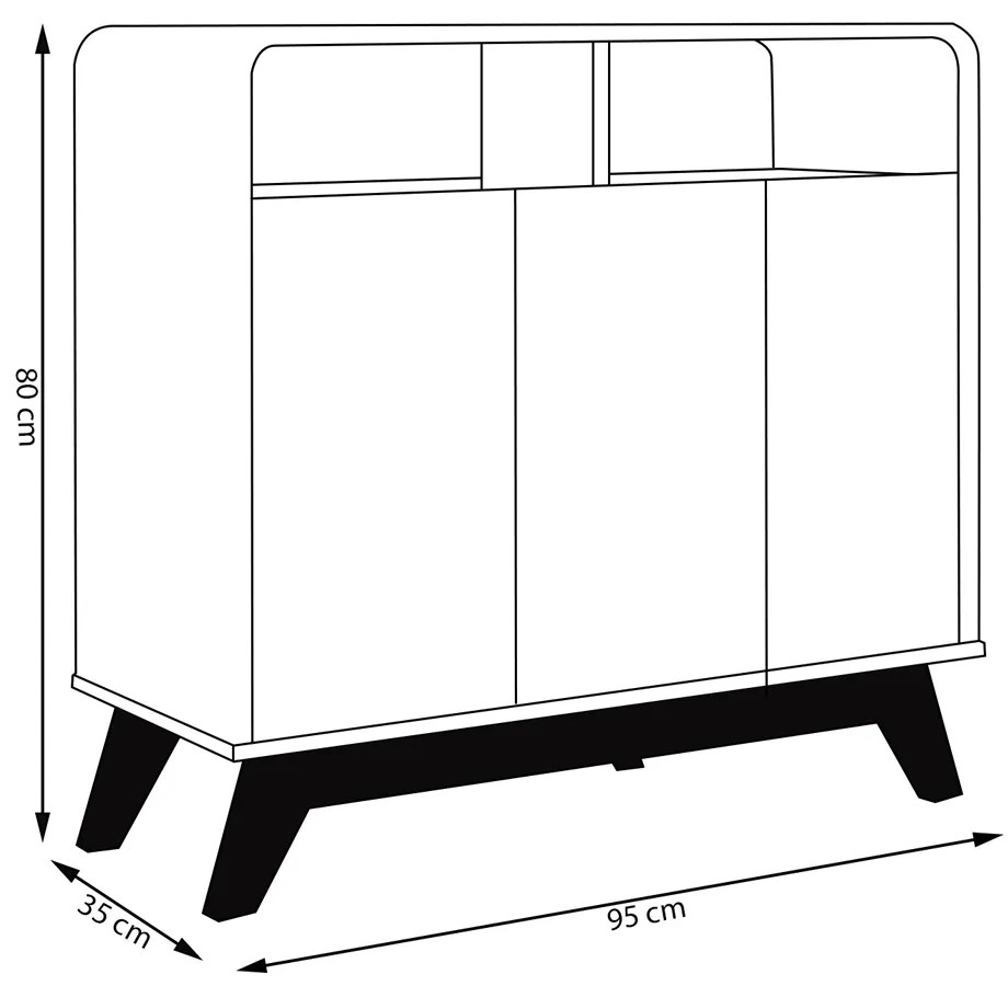 Buffet Aparador 3 Portas Vicenzo MDP Nature/OffWhite G21 - Gran Belo