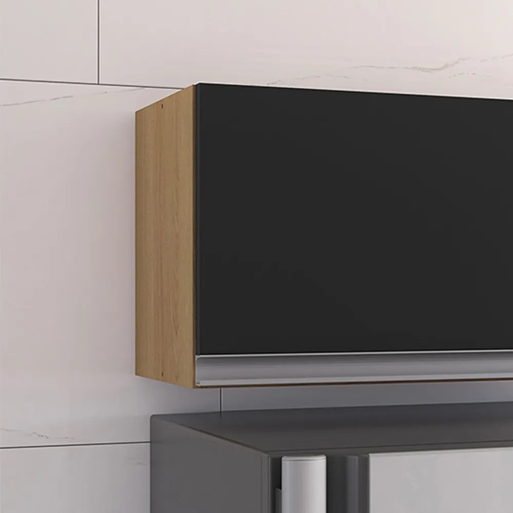 Armário Cozinha Aéreo Geladeira 60cm Basculante Leticia A01 - D'Rossi - Amendoa e Preto