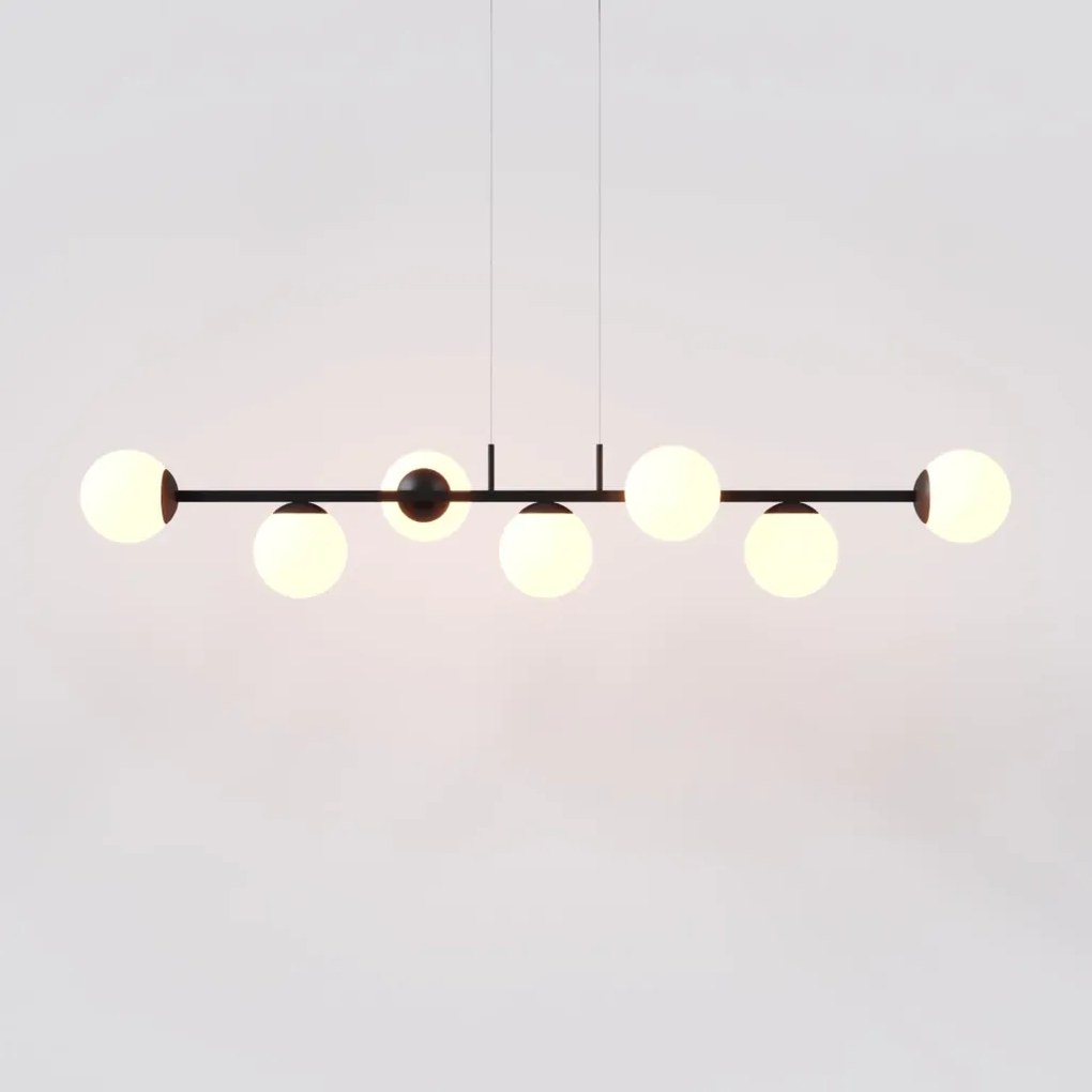 Pendente Jabuticaba Linear Long Retângular 26X20X120Cm Alumínio E Glob... (CHAMPANHE, FOSCO)