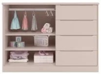 Jogo de Quarto Infantil Guarda Roupa e Cômoda Lua Z39 Rose - Mpozenato