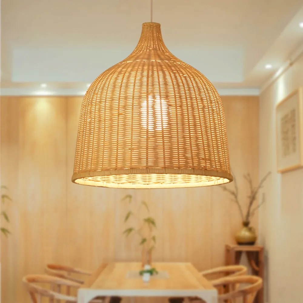 Luminária Pendente  Rattan Luzes Pingente, Sudeste Asiático, Lustre De Vime, Sala De Jantar, Arte De Bambu. - 45CM