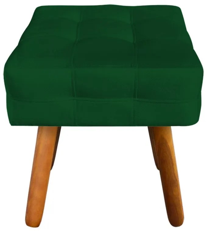 Puff Banqueta Decorativo Pé Palito de Madeira Kit 2 Elisa Suede Verde D03 - D'Rossi