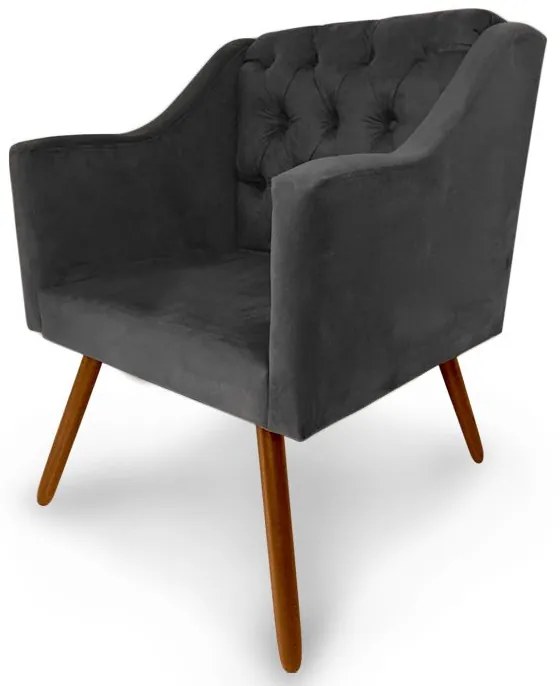 Kit 2 Poltronas Decorativas Capitonê Amanda Retrô Suede Preto - Loja Sheep - Preto