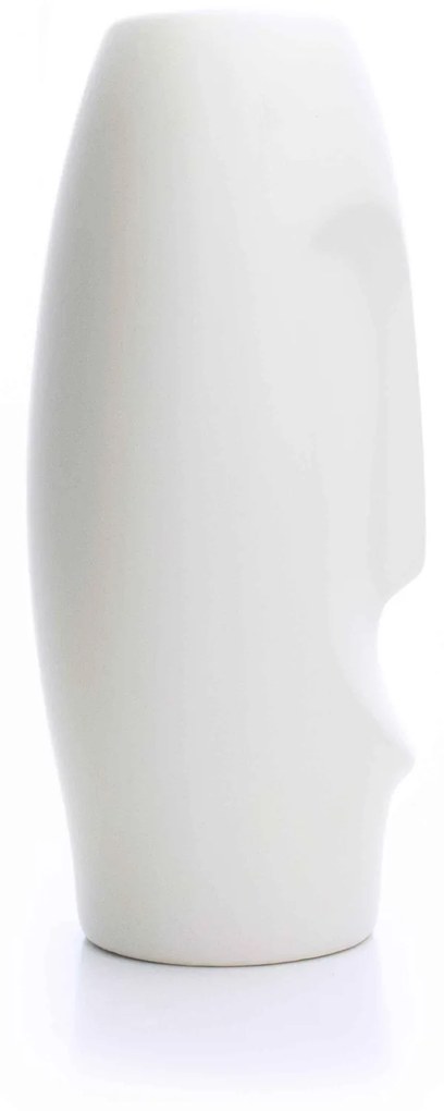 Vaso Decorativo Rosto Branco Mate em Cerâmica 25x12 cm - D'Rossi