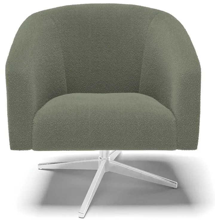 Poltrona Decorativa Giratória Cromada Stella Bouclê D03 - D'Rossi - Verde Pistache