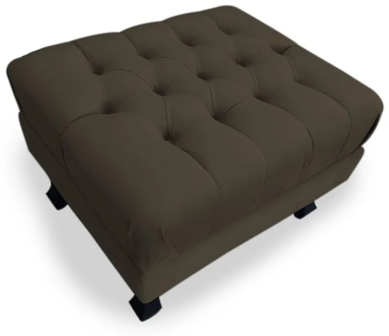 Puff Baú Decorativo Luis XV  Capitonê 60x50cm Suede Marrom - Sheep Estofados - Marrom