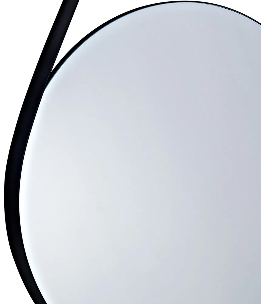 Espelho Adnet Redondo Preto Com Alça Metalica 61x41 Cm - D'Rossi