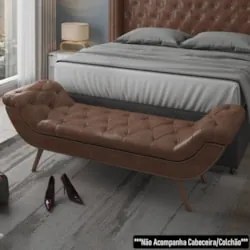 Puff Recamier Calçadeira 195cm Pés Palito Madeira Venêto Z37 Sintético
